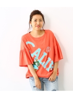 カレッジ プリント 袖フレア トップス/ORG