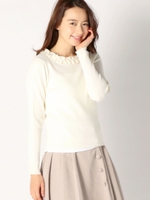 キラキラビジューフリルニット/シロ