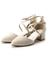 クロスストラップ・セパレートパンプス/ライトベージュ(051)