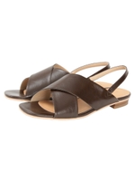 クロスバンドフラットサンダル/ブラウン