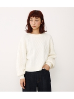 ケーブルクロップドニットTOPS/O/WHT1