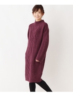 ケーブルハイネックワンピ/レットプラム(075)