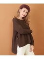 サイドボタンニットトップス/ブラウン(015)