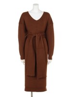 サッシュベルトニットOP/BRN