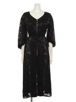 シフォンカットジャカードガウン/ブラック