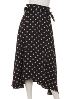 シルックウィズミーサテン スター柄スカート/ブラック×キナリ