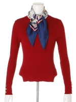 スカーフ付リブニット/レッド