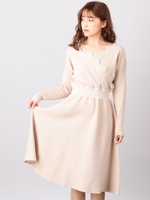 スカラップニットワンピース/ベージュ