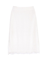 スカラップレースフレアロングスカート/ホワイト