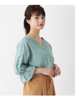 スカラップ刺繍ブラウス/ライトグリーン (021)