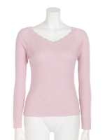 スカラネック前後差2wayリブニットプルオーバー/ピンク2