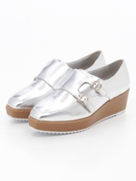 スクエアトゥモンクストラップシューズ/SILVER