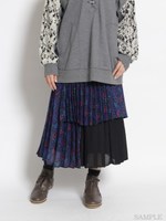 スプリンクルフラワープリント(花柄)プリーツスカート/ネイビー