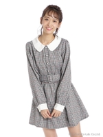 チェックラップ風コンビネゾン/ホワイト