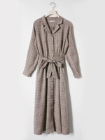 チェック開襟ガウンOP/ブラック