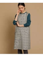 チェック柄ノースリーブワンピース/ブラック(219)