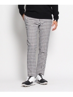 チェック柄プリント細身シルエットパンツ/ブラック(219)