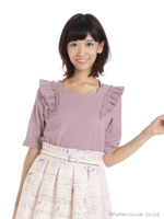 チョーカースカラップフリルリブカットP/O/ピンク