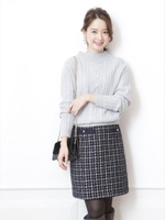 ツイードＡラインミニスカート(ネイビー)/ネイビー