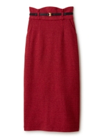 ツイードロングストレートスカート/ダークレッド