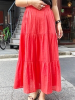 ティアードロングスカート/アカ