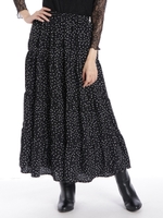 ドットティアードロングスカート/クロ
