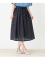 ドット柄ギャザースカート/ネイビー(193)