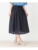 ドット柄ギャザースカート/ネイビー(193)