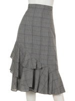 ドビーチェックヘムフリルスカート/ブラック