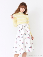 ドローイングフラワースカート/オフホワイト