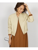 ノーカラーショートブルゾン/ベージュ(052)