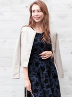 ノーカラー合皮ジャケット/ベージュ