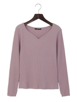 ハートネックカットソー起毛/ライトピンク