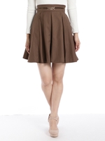 ハートビットストライプスカート/ブラウン