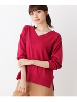 ハイゲージVネックニット/レッド(062)