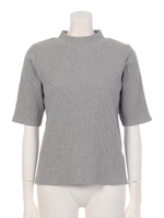 ハイネック5分袖テレコプルオーバー/グレー