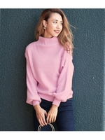 ハイネック袖ボリュームニットトップ/ピンク(008)