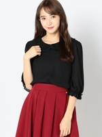 バイカラーフリル襟ブラウス/クロ
