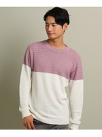 バスケットバイカラーニット/ライトパープル×ホワイト(581)