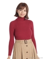 バックレースリブタートルニット/レッド