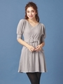 パフスリーブフレアワンピース/ライトグレー