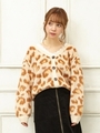 ヒョウ柄Vネックカーディガン/ベージュ