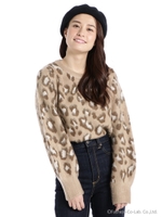 ヒョウ柄ニット/ベージュ