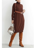 ピュアウールタートルサックワンピース/ブラウン(050)