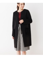 ファーポケノーカラーコート/ブラック(019)