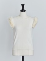 ファー付2WAYニット/白