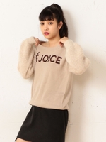 フェザーコンビロゴニットトップス/ベージュ