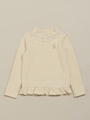 フクレジャカードフリル付き長袖Tシャツ/生成