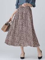 フラワーシャーリングスカート/ブラウン