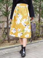 フラワーフレアスカート/マスタード